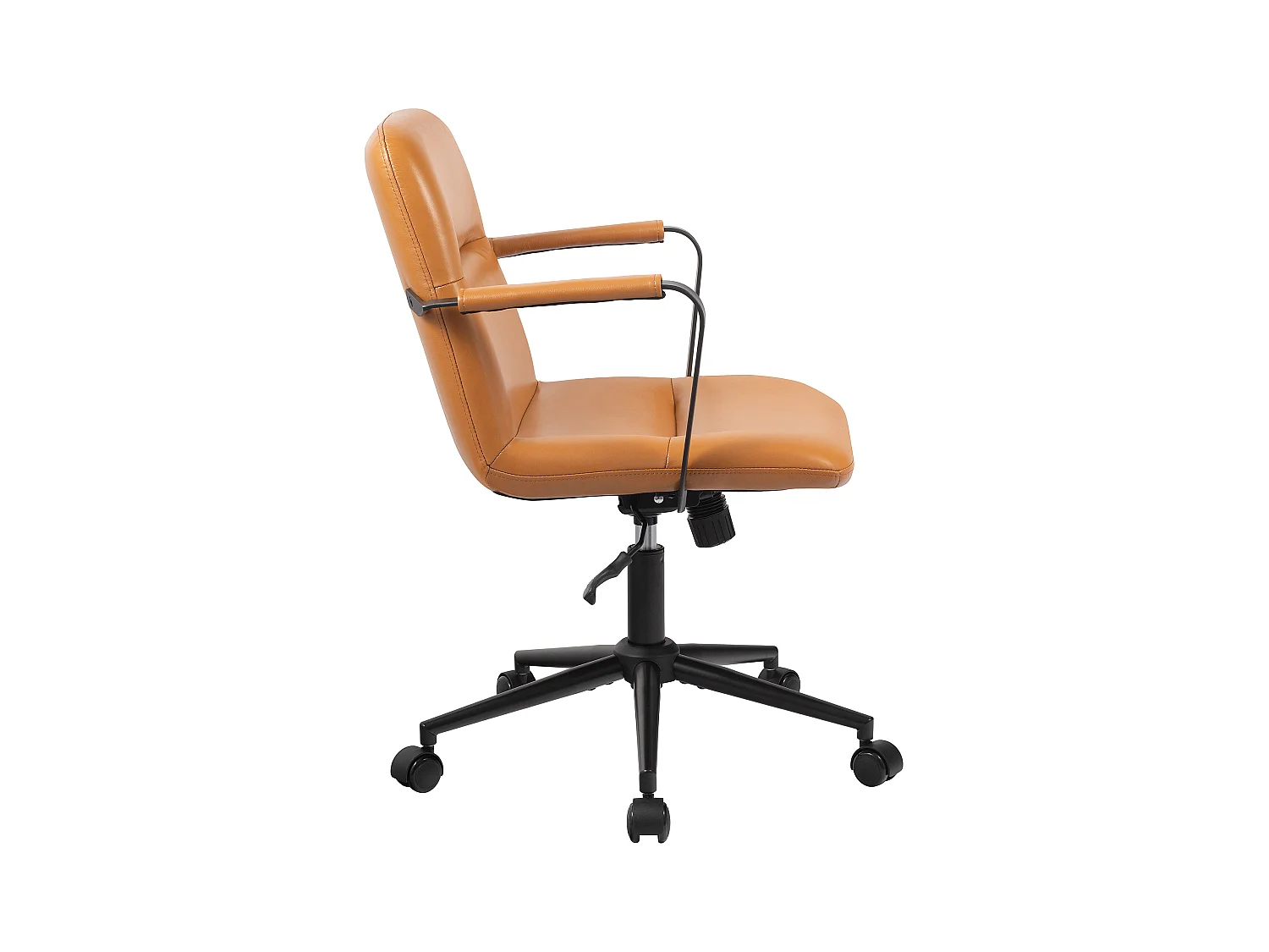 Chaise de bureau - Véritable cuir - Marron - Hilda