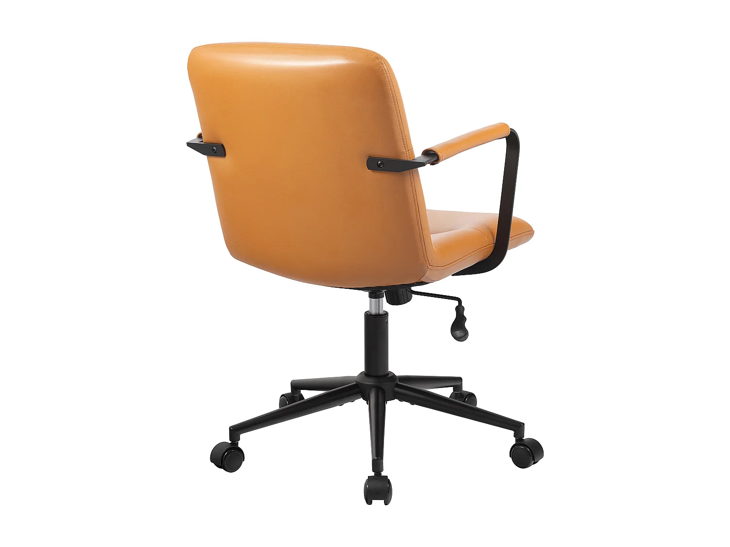 Chaise de bureau - Véritable cuir - Marron - Hilda