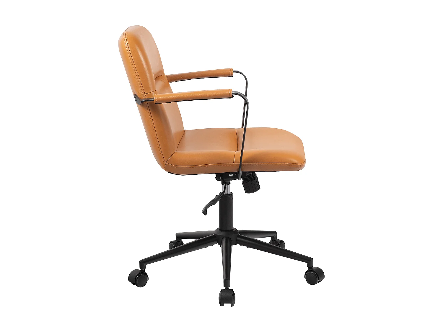 Chaise de bureau - Véritable cuir - Marron - Hilda