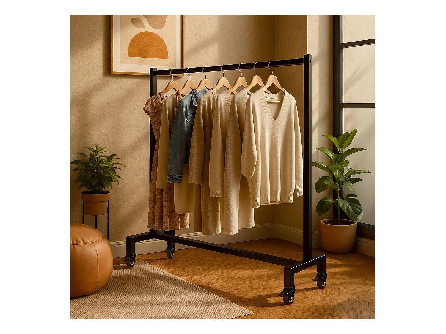 Portant à vêtement - Acier inoxydable - 120x38x120 - Noir - Gisborne