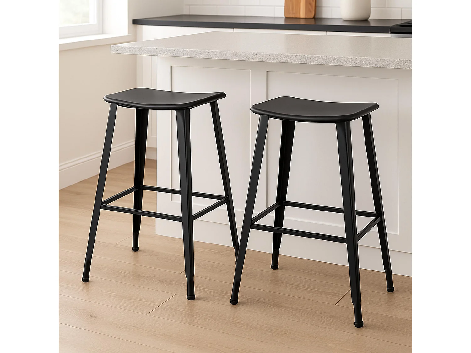 Tabouret de bar - Métal & Blanc - Noir - Peony