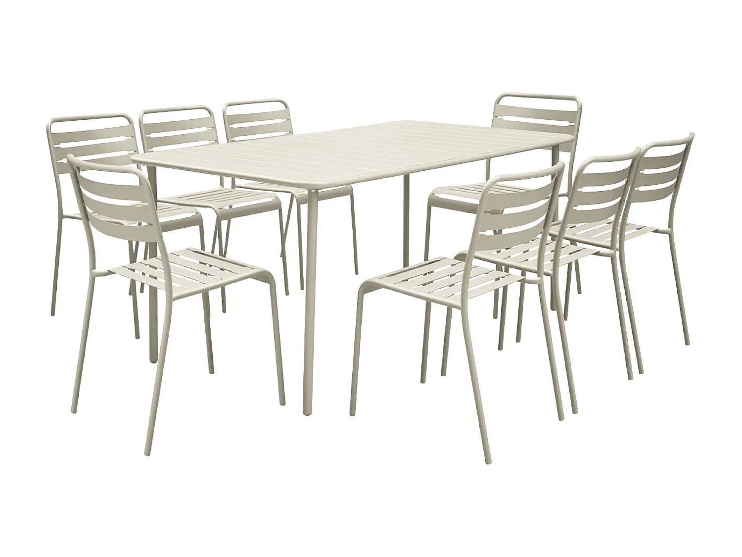 Set tavolo da giardino bistrot in metallo con 8 sedie, beige