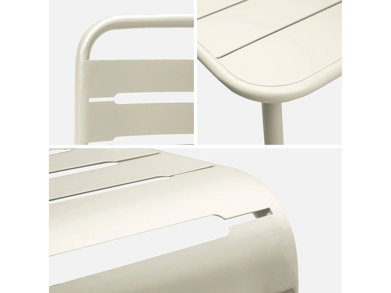 Set tavolo da giardino bistrot in metallo con 8 sedie, beige