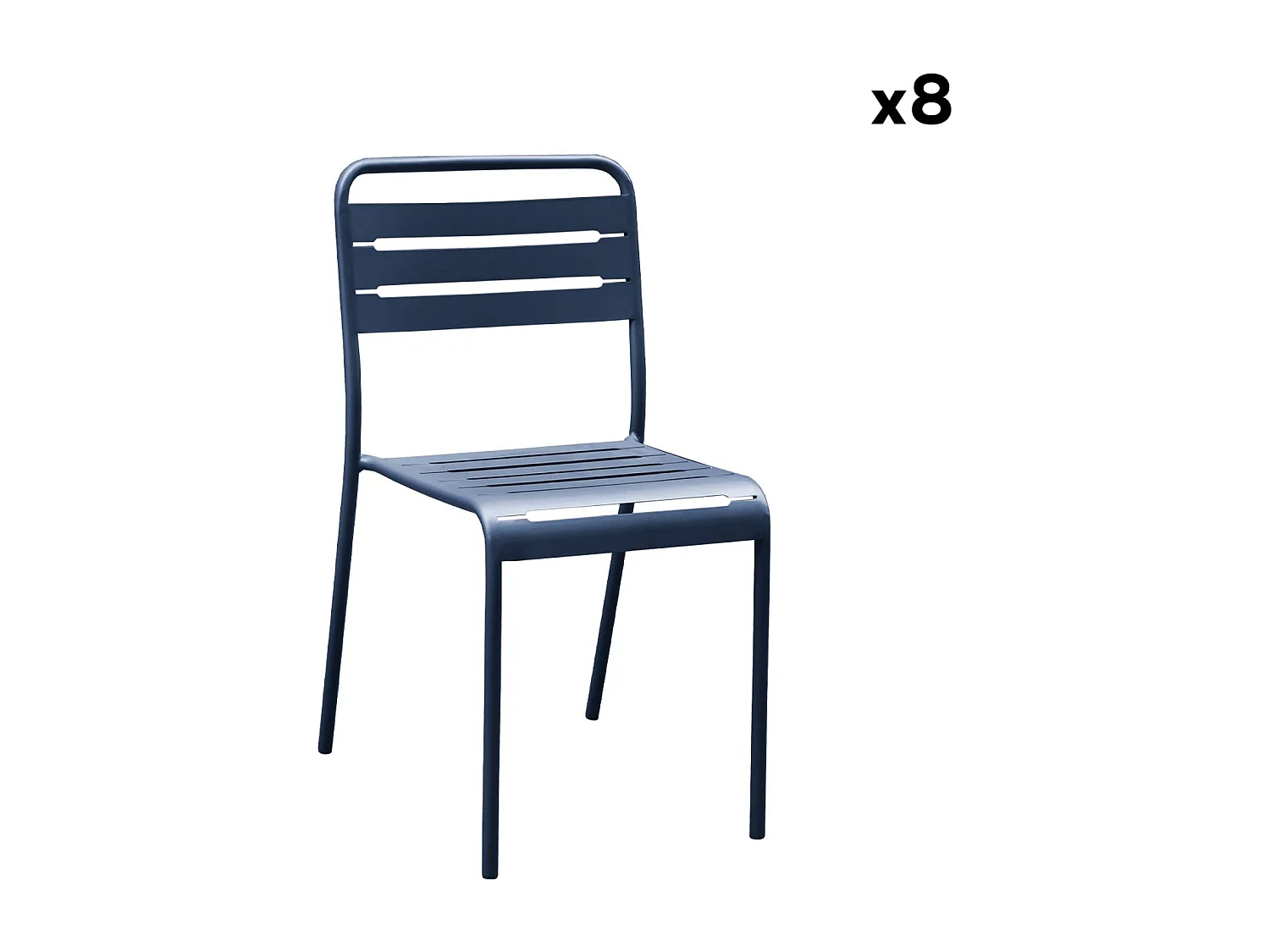 Set tavolo da giardino bistrot in metallo con 8 sedie, blu navy