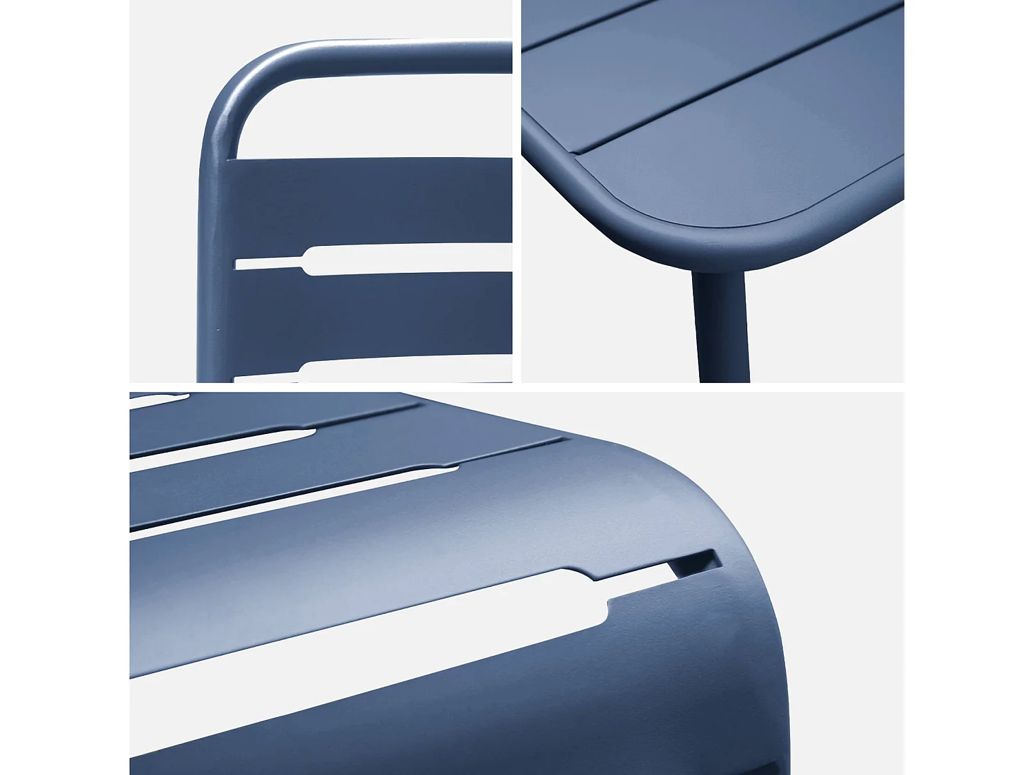 Set tavolo da giardino bistrot in metallo con 8 sedie, blu navy