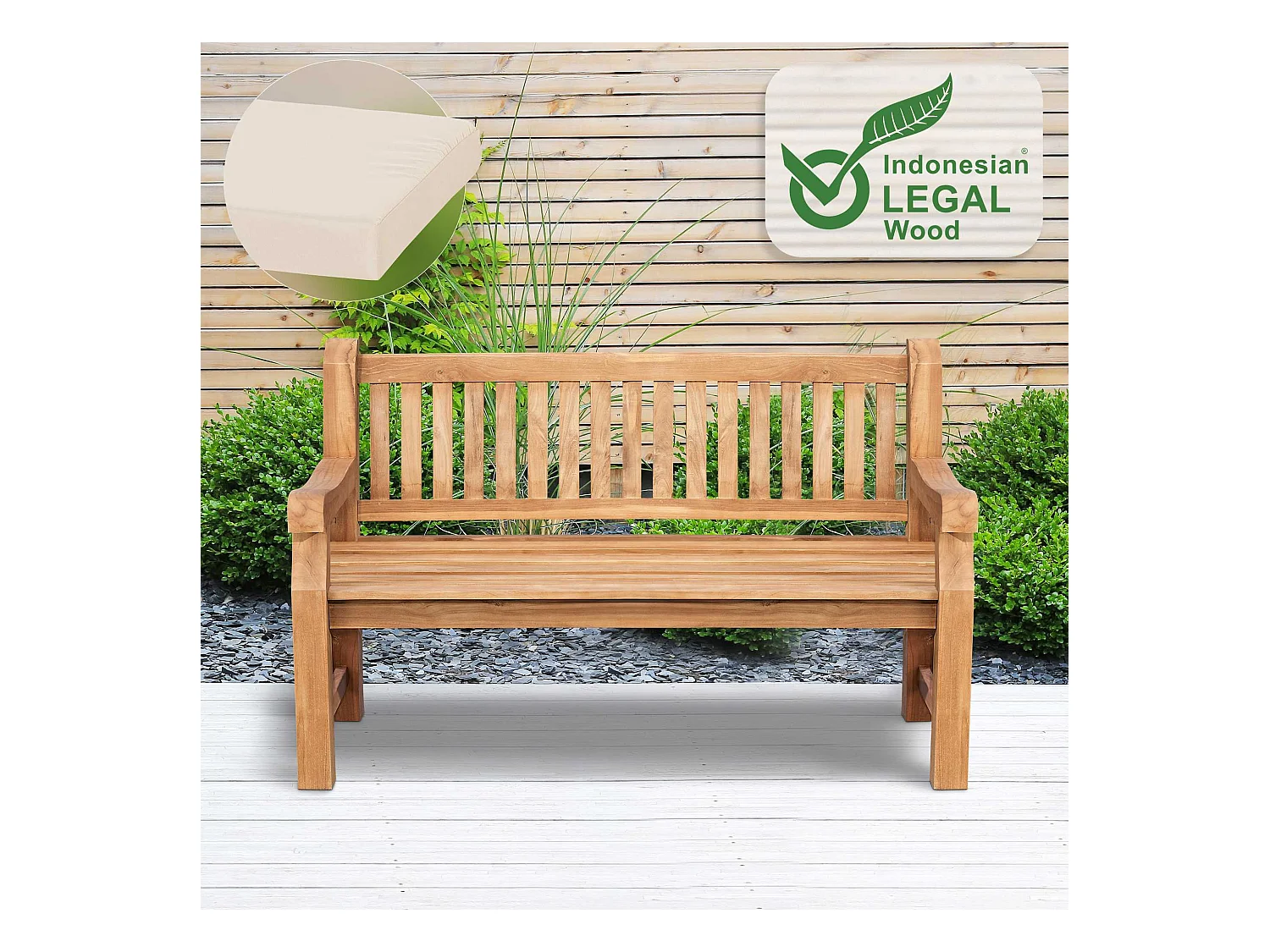 Banc de jardin - Bois - Crème - Jackson V2