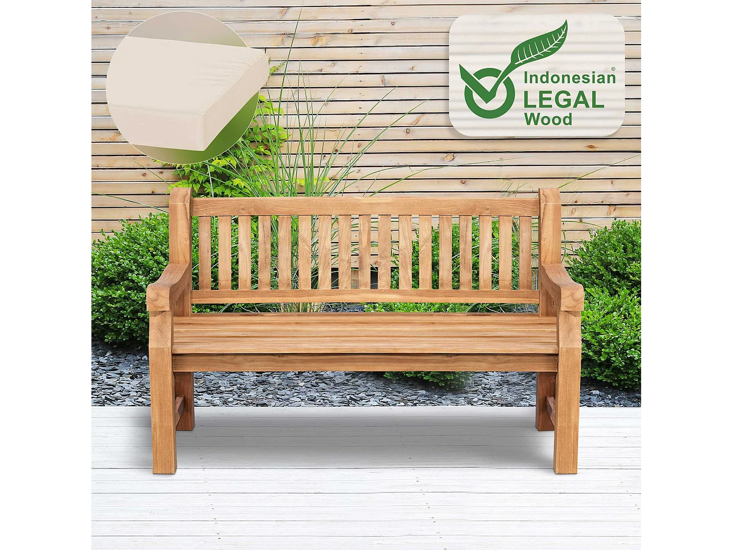 Banc de jardin - Bois - Crème - Jackson V2