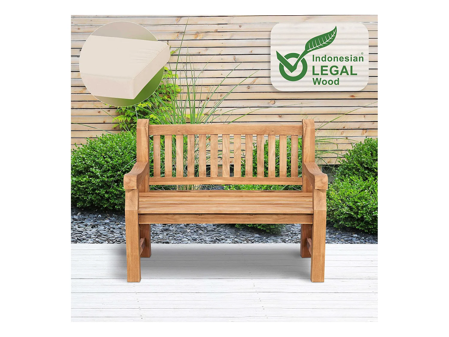 Banc de jardin - Bois - Crème - Jackson V2