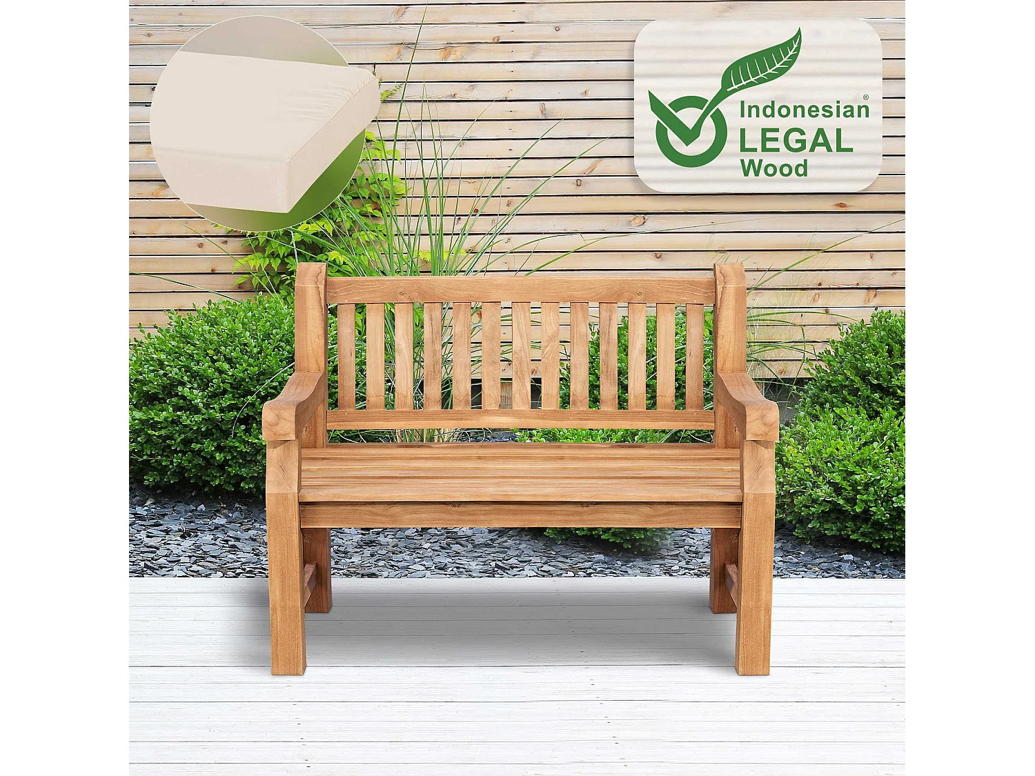 Banc de jardin - Bois - Crème - Jackson V2