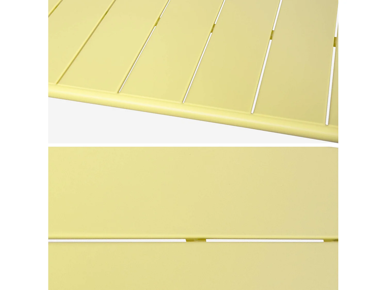 Table de jardin métal + 6 assises jaune Amélia