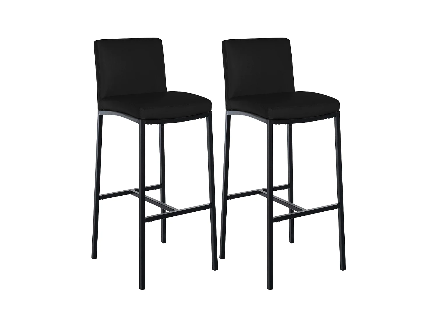 Lot de 2  Tabouret de bar - Similicuir - Noir - Freeport