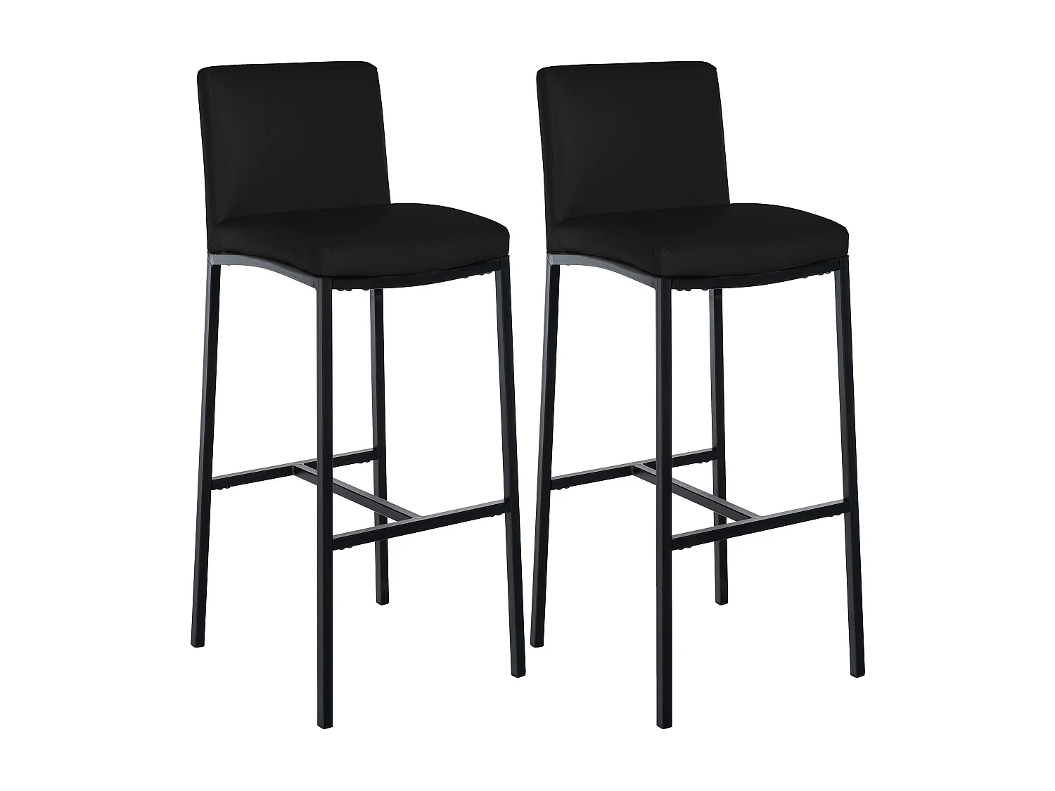 Lot de 2  Tabouret de bar - Similicuir - Noir - Freeport