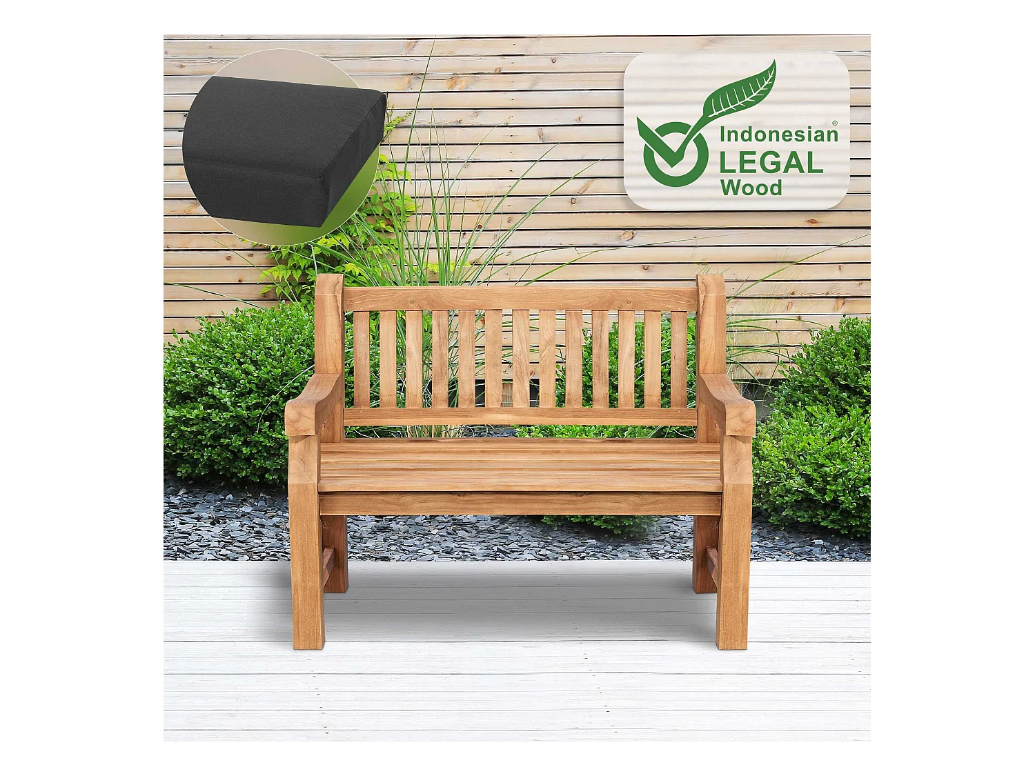 Banc de jardin - Bois - Gris foncé - Jackson V2