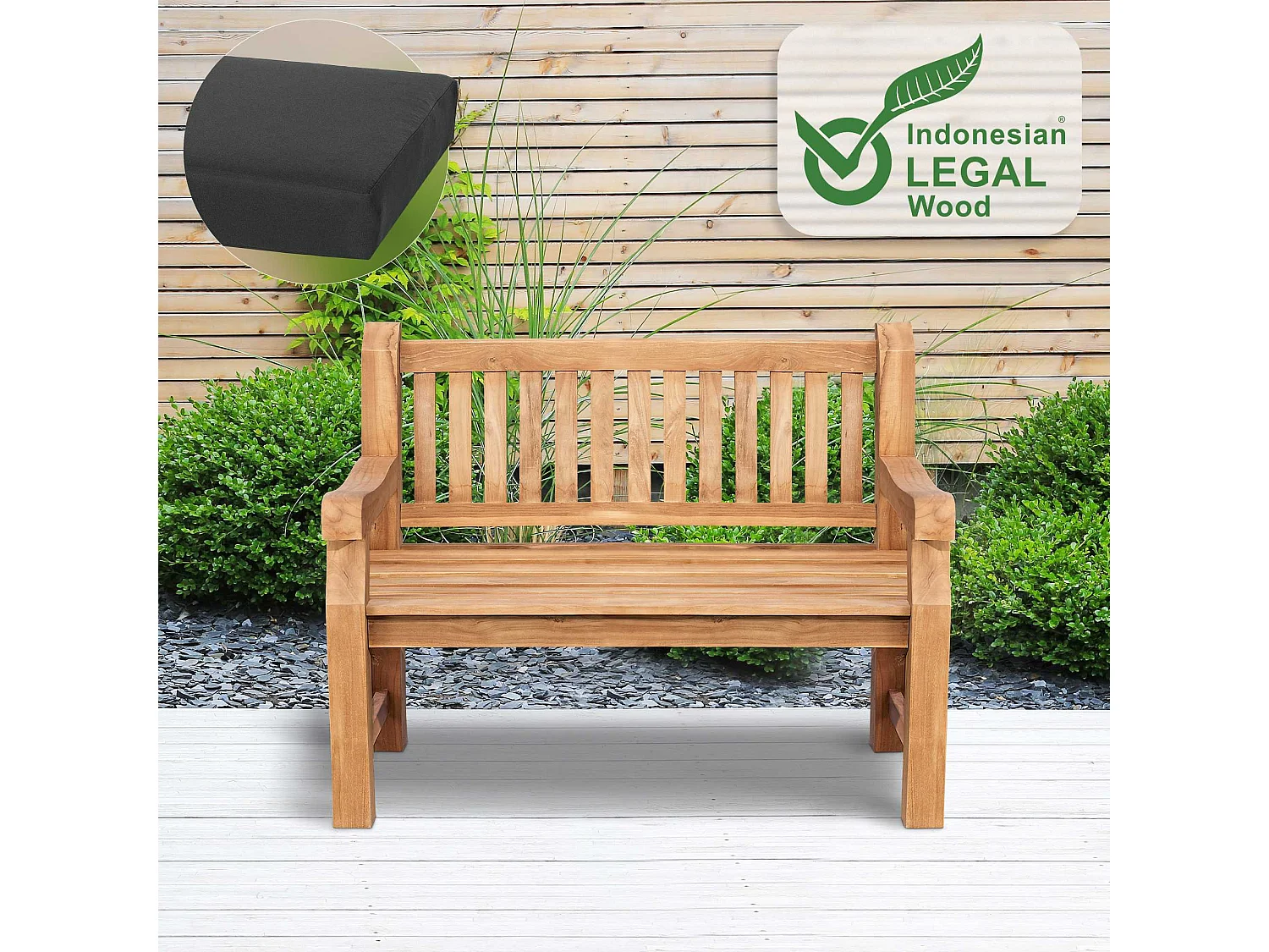 Banc de jardin - Bois - Gris foncé - Jackson V2