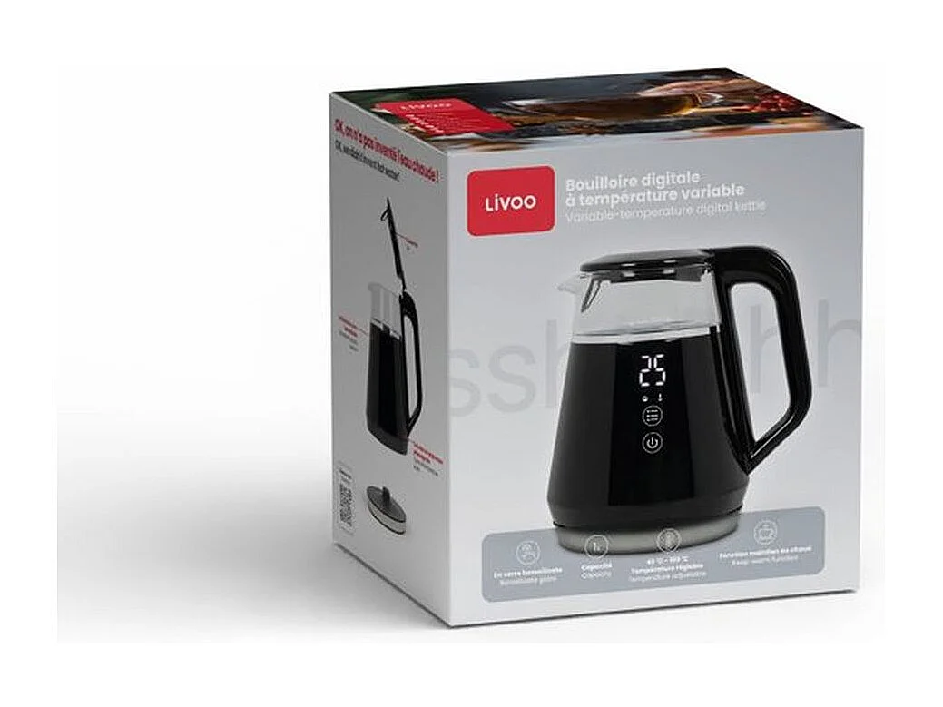 Livoo Bouilloire sans fil 1l 1100w noir - DOD212N