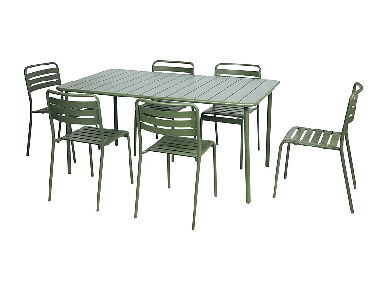 Table de jardin métal + 6 assises ver Amélia