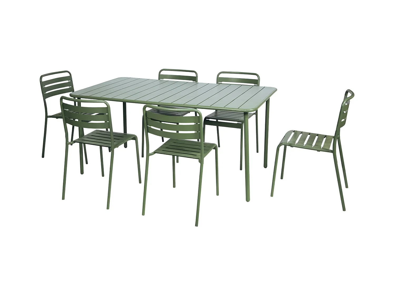 Set tavolo da giardino in metallo con 6 sedie, verde