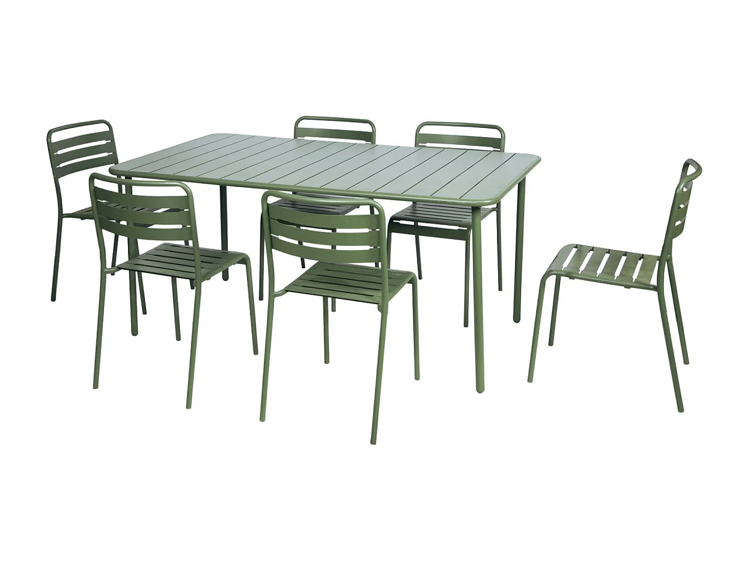 Set tavolo da giardino bistrot in metallo con 6 sedie, verde