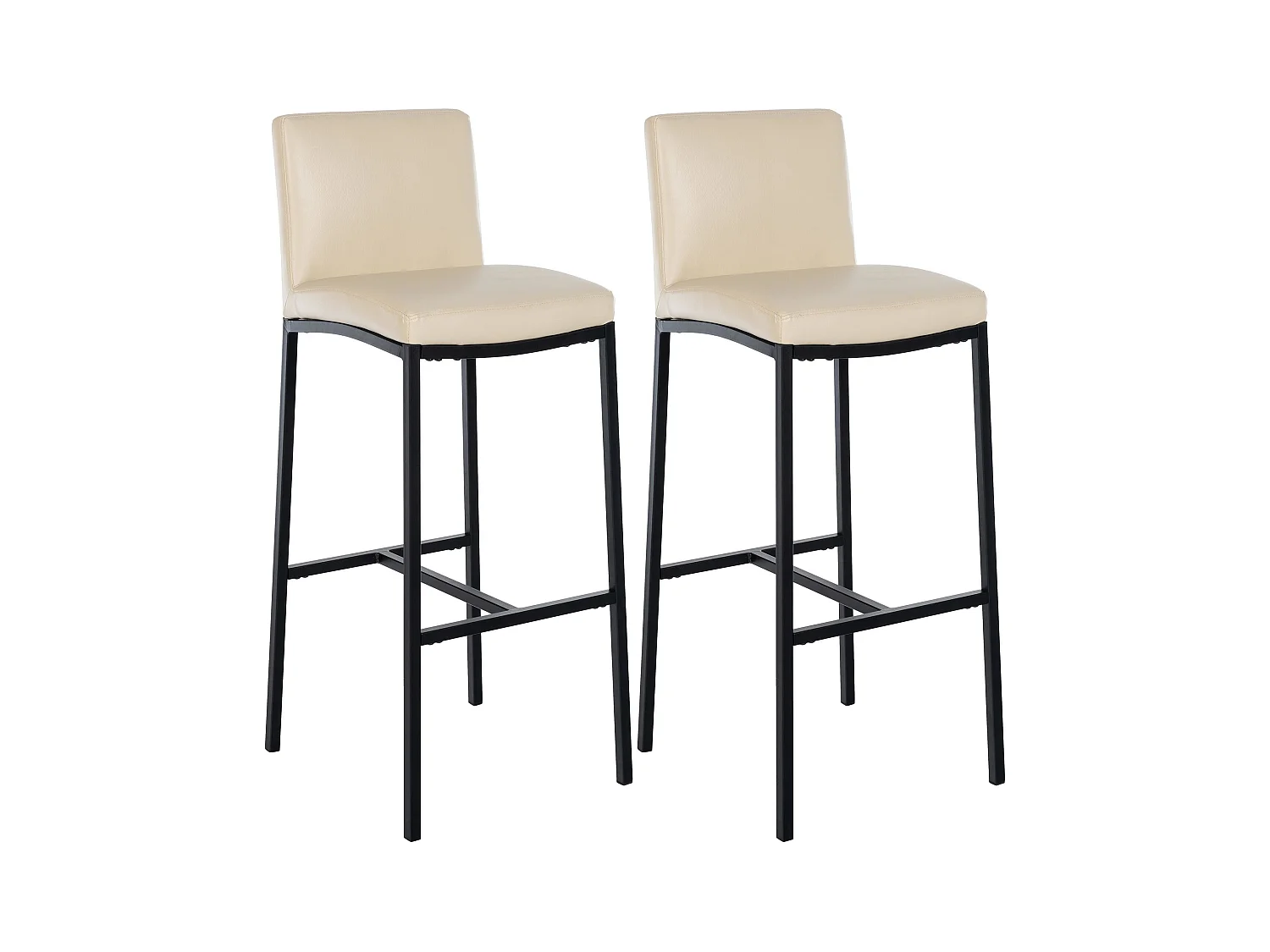 Lot de 2  Tabouret de bar - Similicuir - Crème - Freeport
