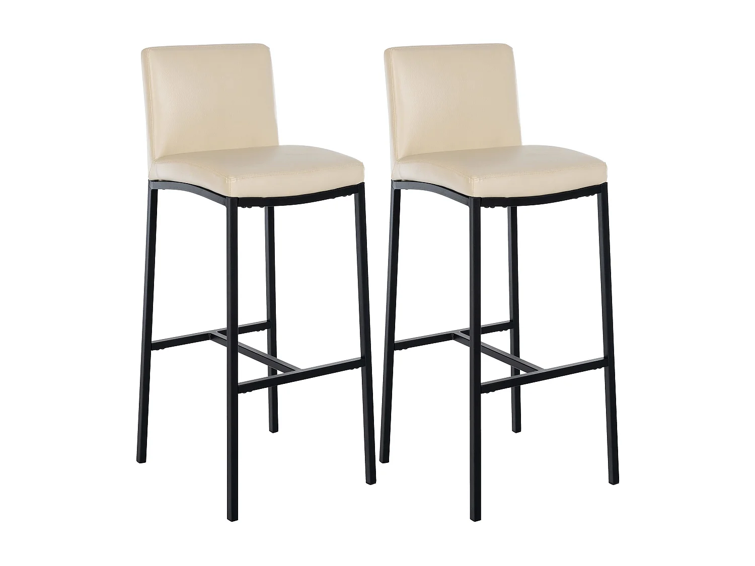Lot de 2  Tabouret de bar - Similicuir - Crème - Freeport