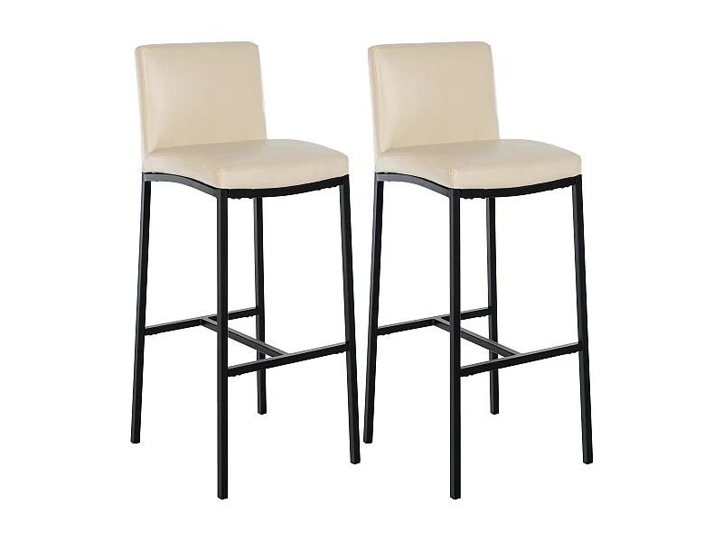 Lot de 2  Tabouret de bar - Similicuir - Crème - Freeport