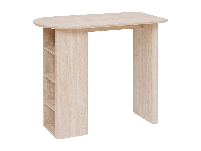 Table haute bar Anaya 120 cm MDF effet travertin Atmosphera