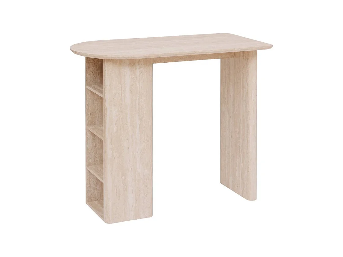 Table haute bar Anaya 120 cm MDF effet travertin Atmosphera