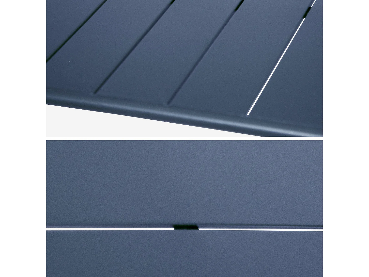 Table de jardin métal + 6 assises bleu marine Amélia