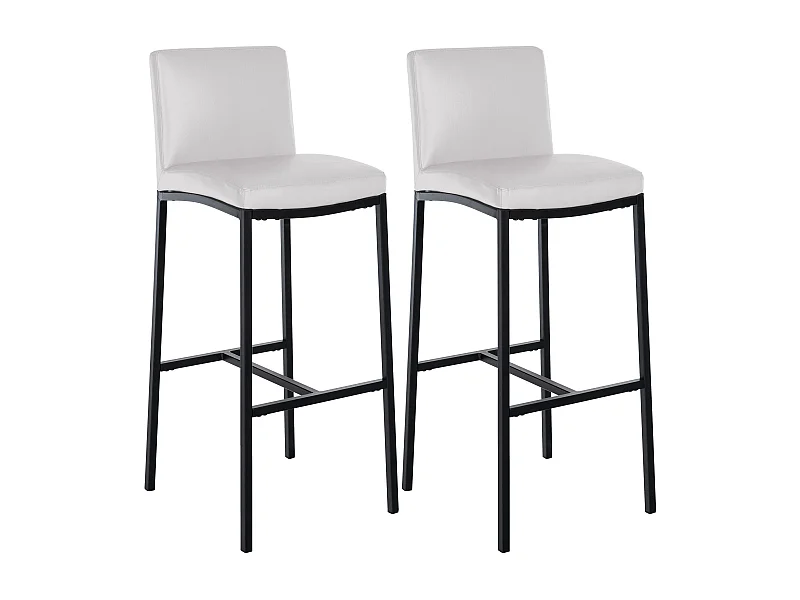 Lot de 2  Tabouret de bar - Similicuir - Blanc - Freeport