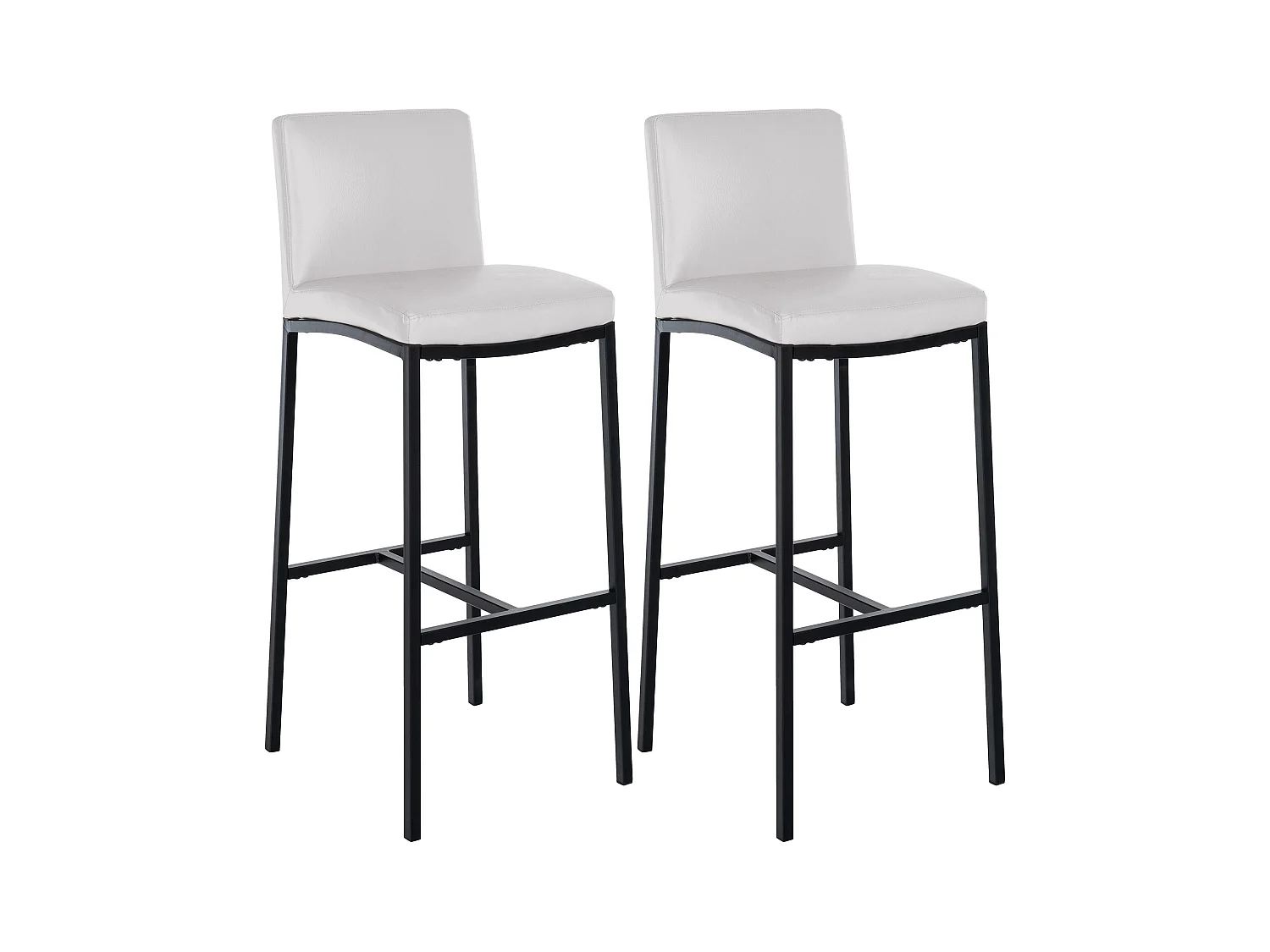 Lot de 2  Tabouret de bar - Similicuir - Blanc - Freeport