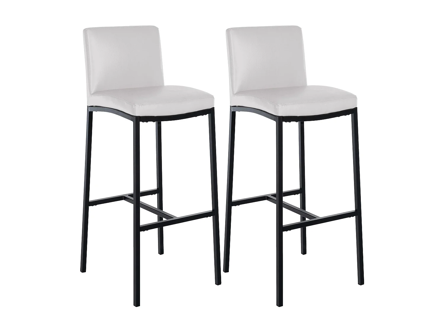 Lot de 2  Tabouret de bar - Similicuir - Blanc - Freeport