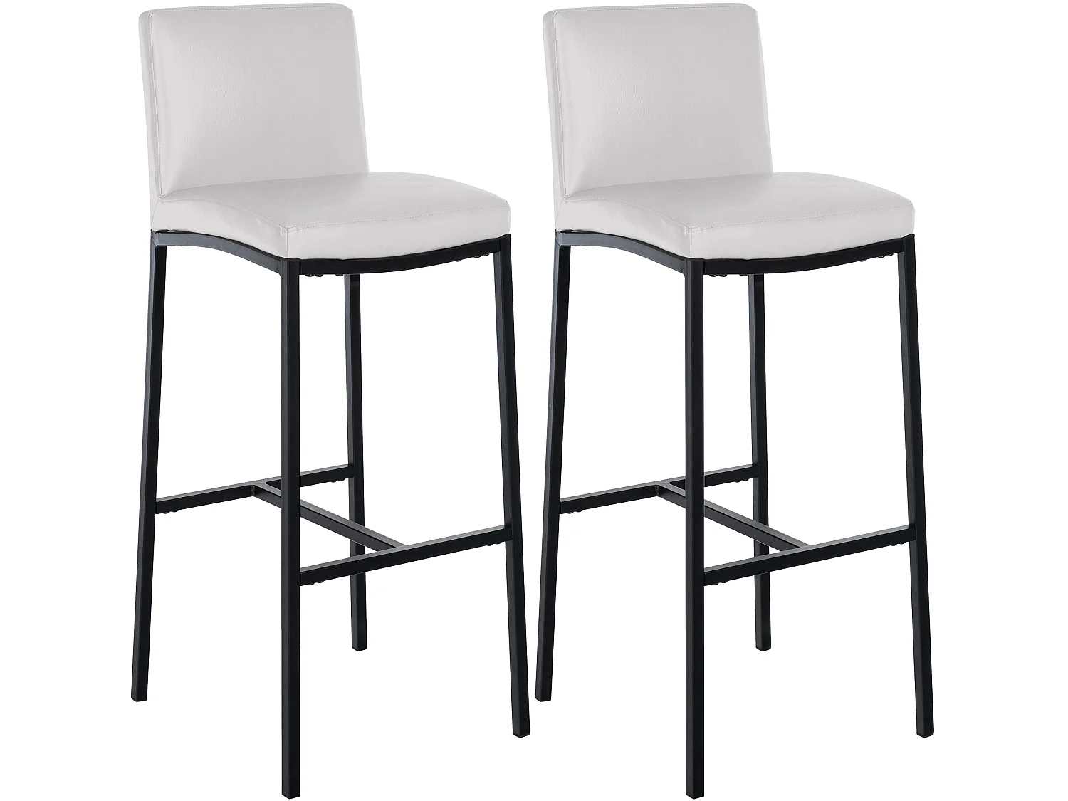 Lot de 2  Tabouret de bar - Similicuir - Blanc - Freeport