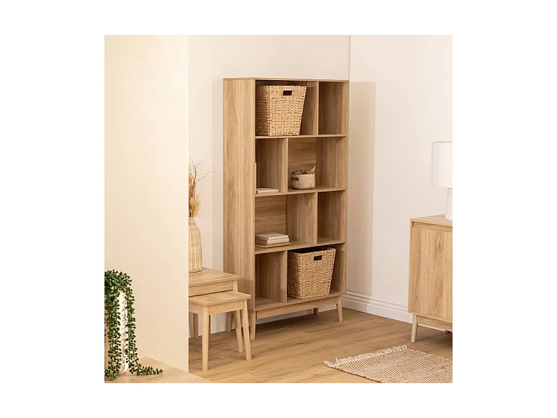 Bibliothèque 8 Niches "Abana" 160cm Naturel