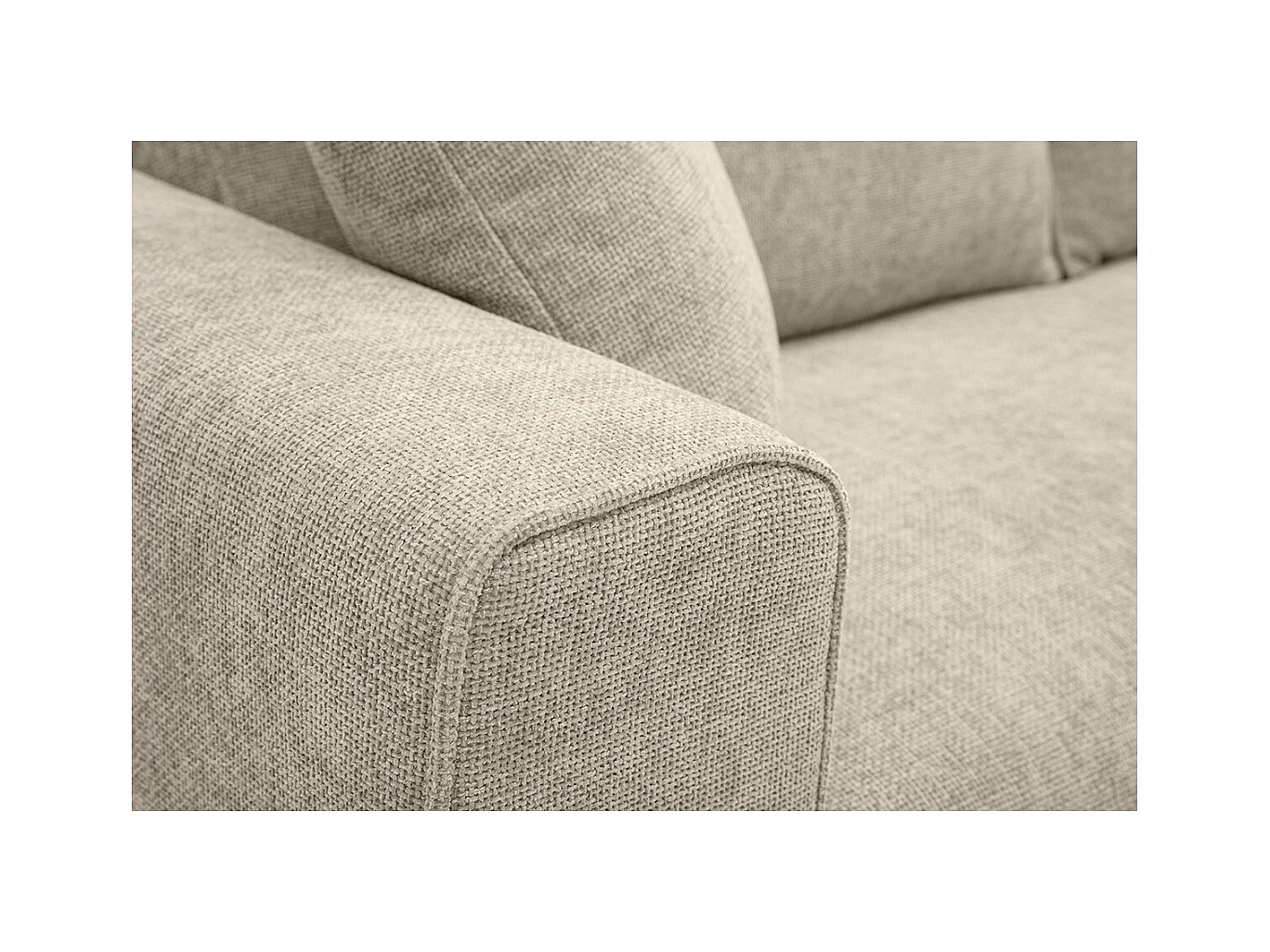 Canapé design 3 places en tissu effet velours texturé beige PEPPER