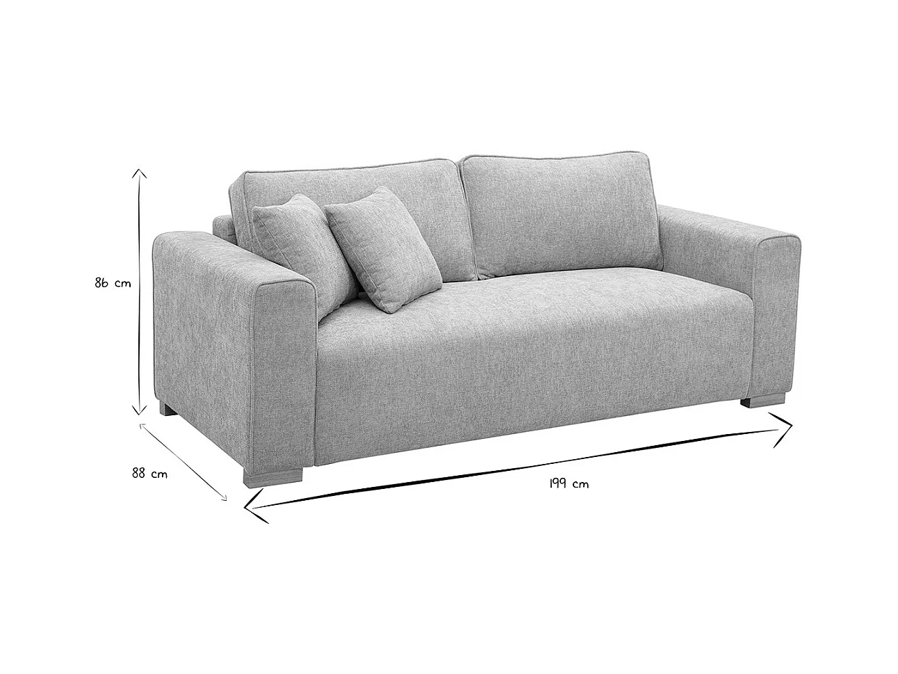 Canapé design 3 places en tissu effet velours texturé beige PEPPER