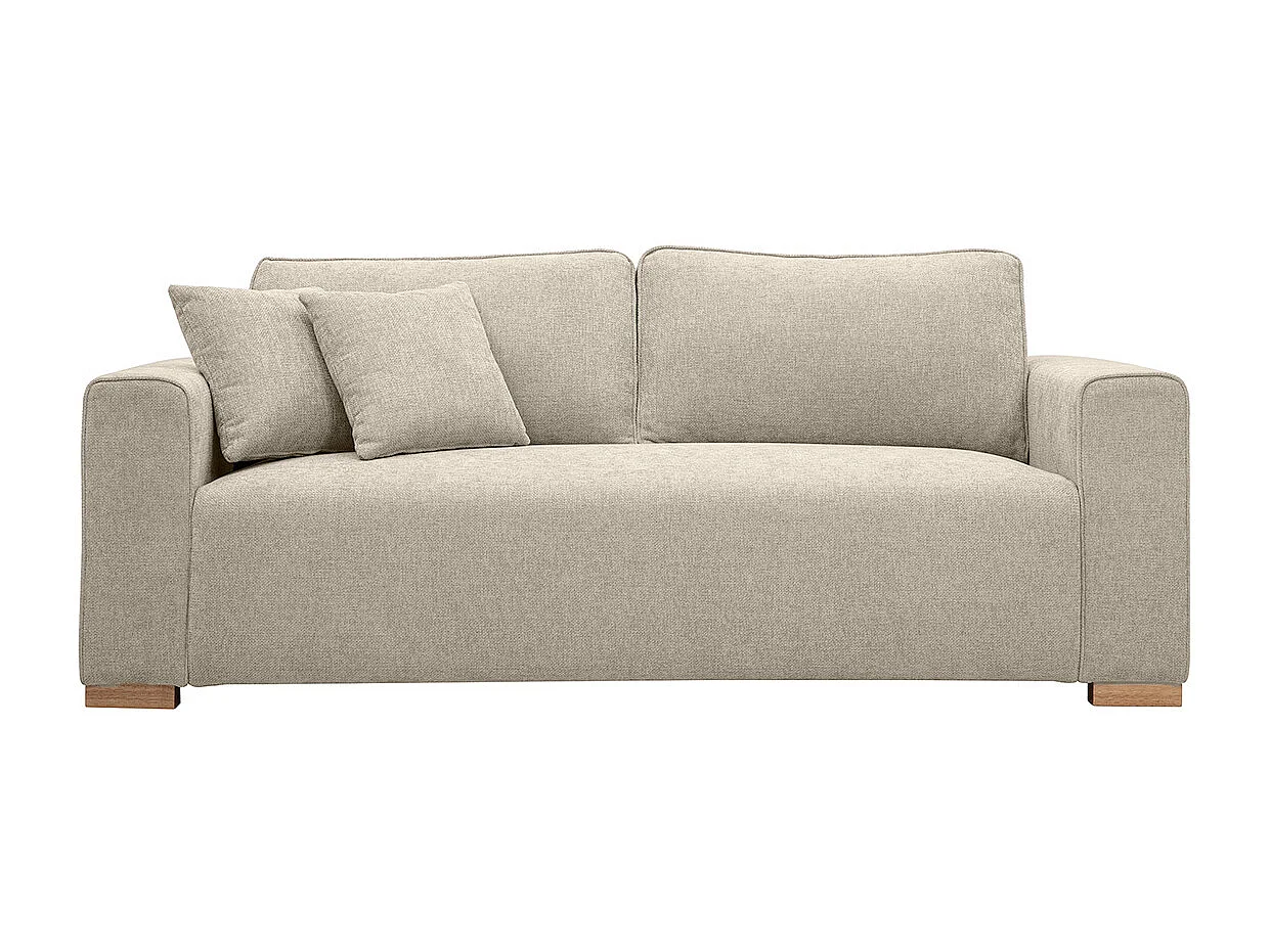 Designersofa für 3 Personen in texturiertem Samt-Effekt Stoff beige PEPPER