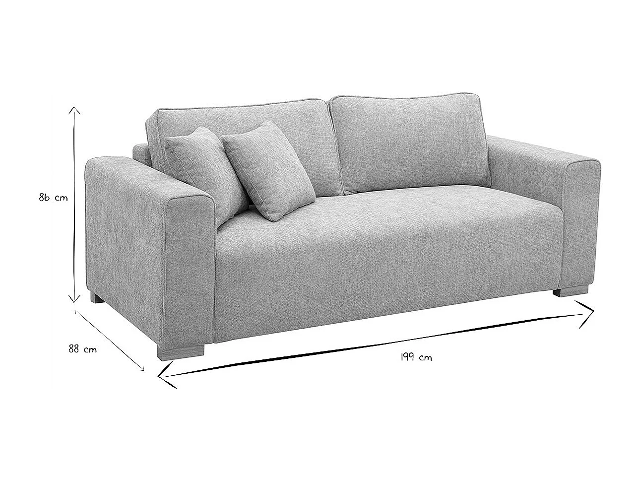 Designersofa für 3 Personen in texturiertem Samt-Effekt Stoff beige PEPPER