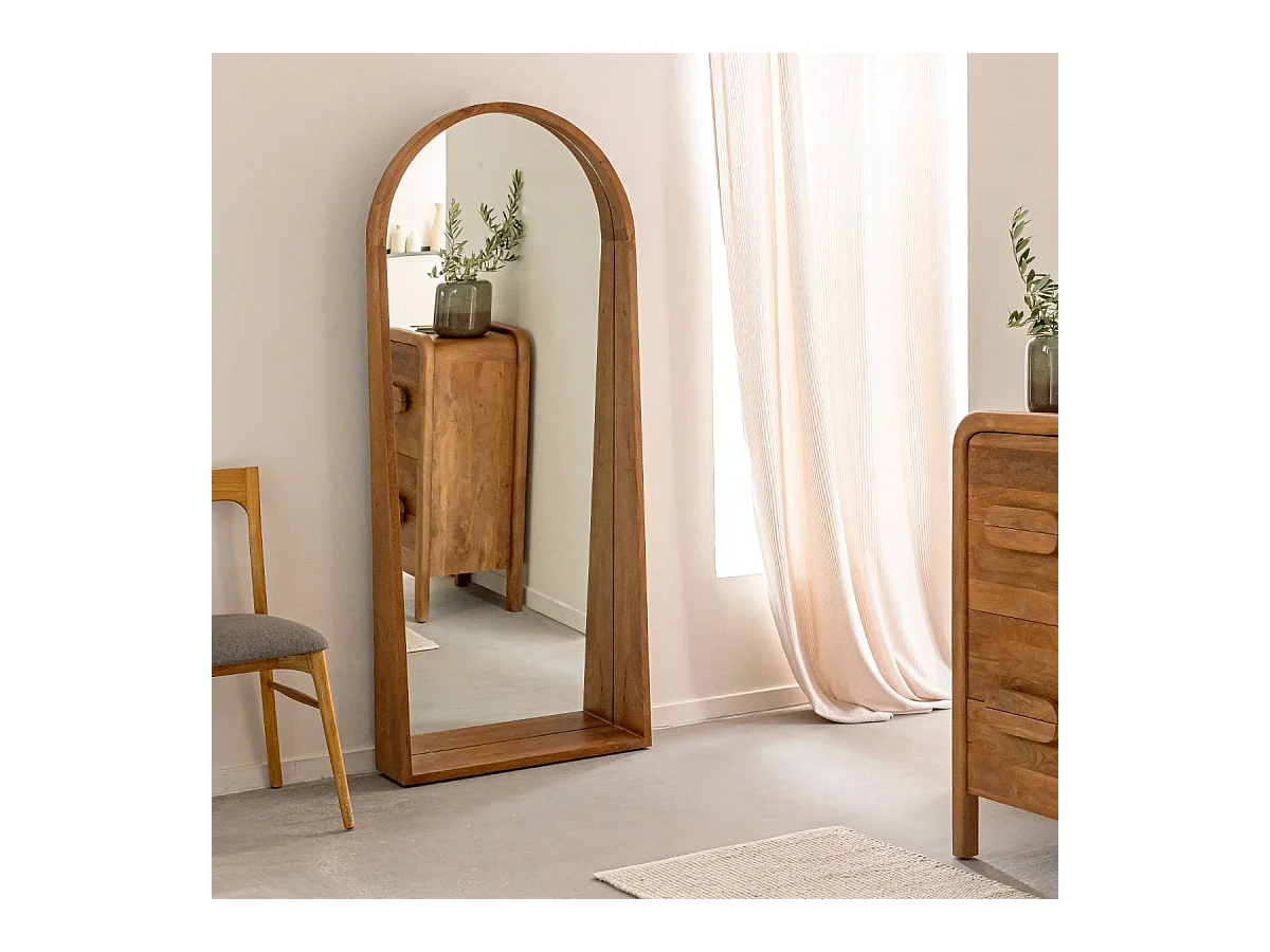 Grand miroir en bois de manguier Marley