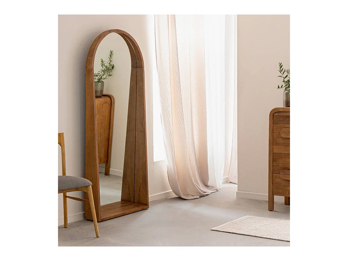 Grand miroir en bois de manguier Marley