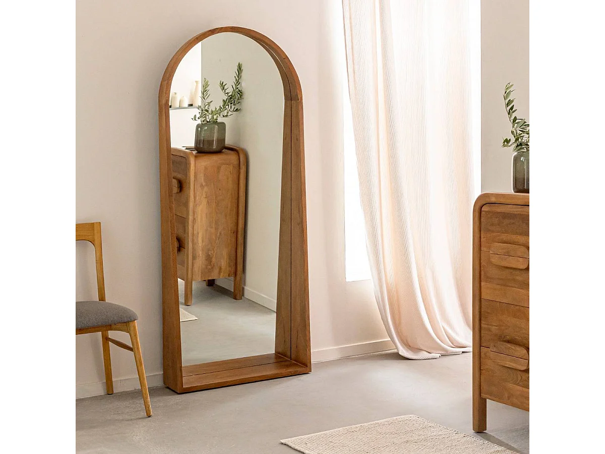 Grand miroir en bois de manguier Marley