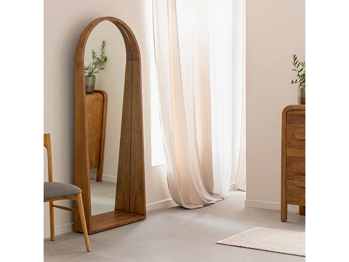 Grand miroir en bois de manguier Marley