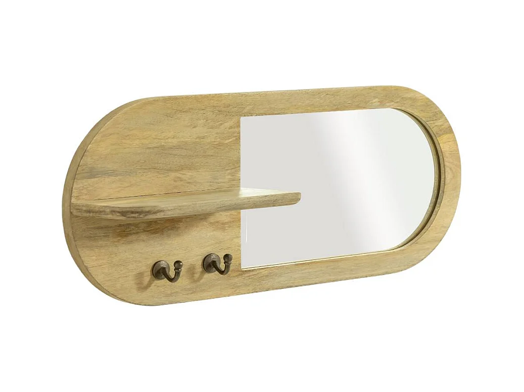 Miroir ovale en bois de manguier clair Juliet