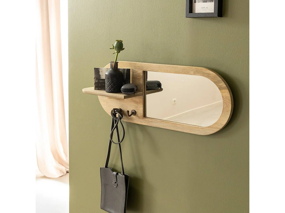 Espejo oval en madera de mango claro Juliet