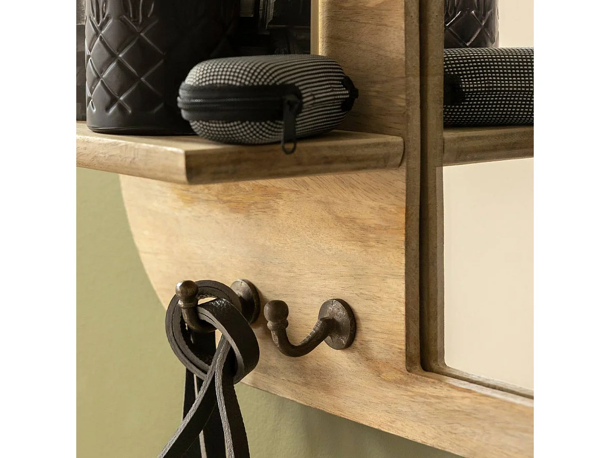 Espejo oval en madera de mango claro Juliet