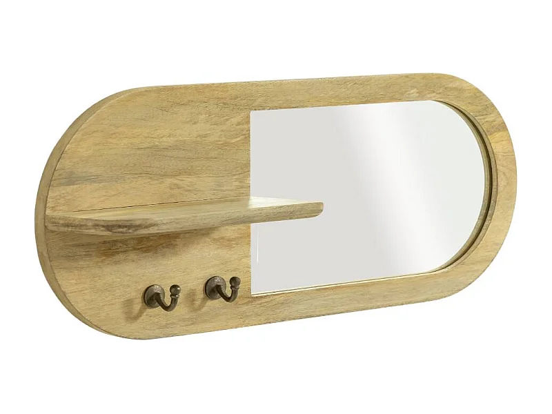 Espejo oval en madera de mango claro Juliet