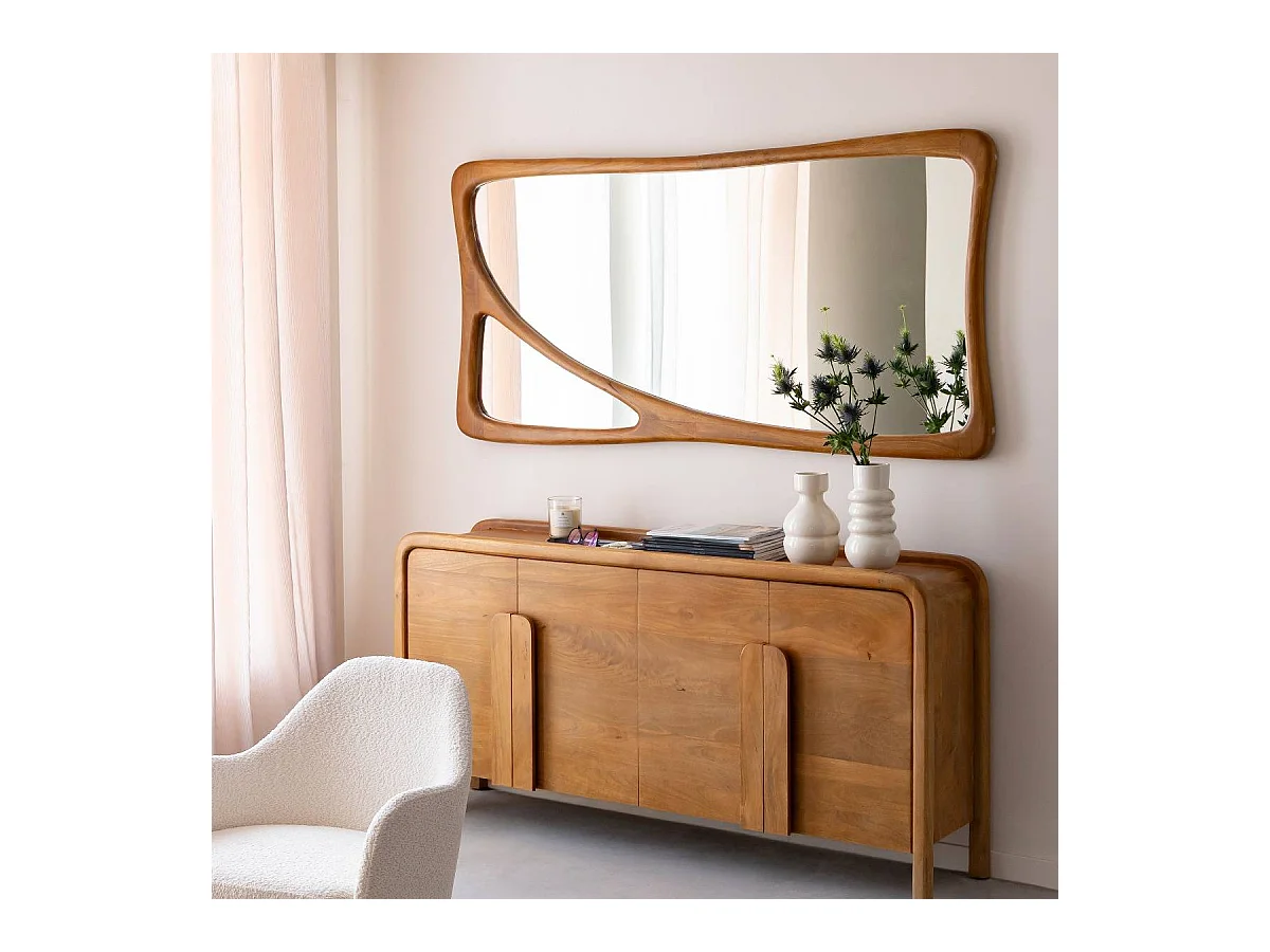 Miroir mural organique en bois de manguier Marley