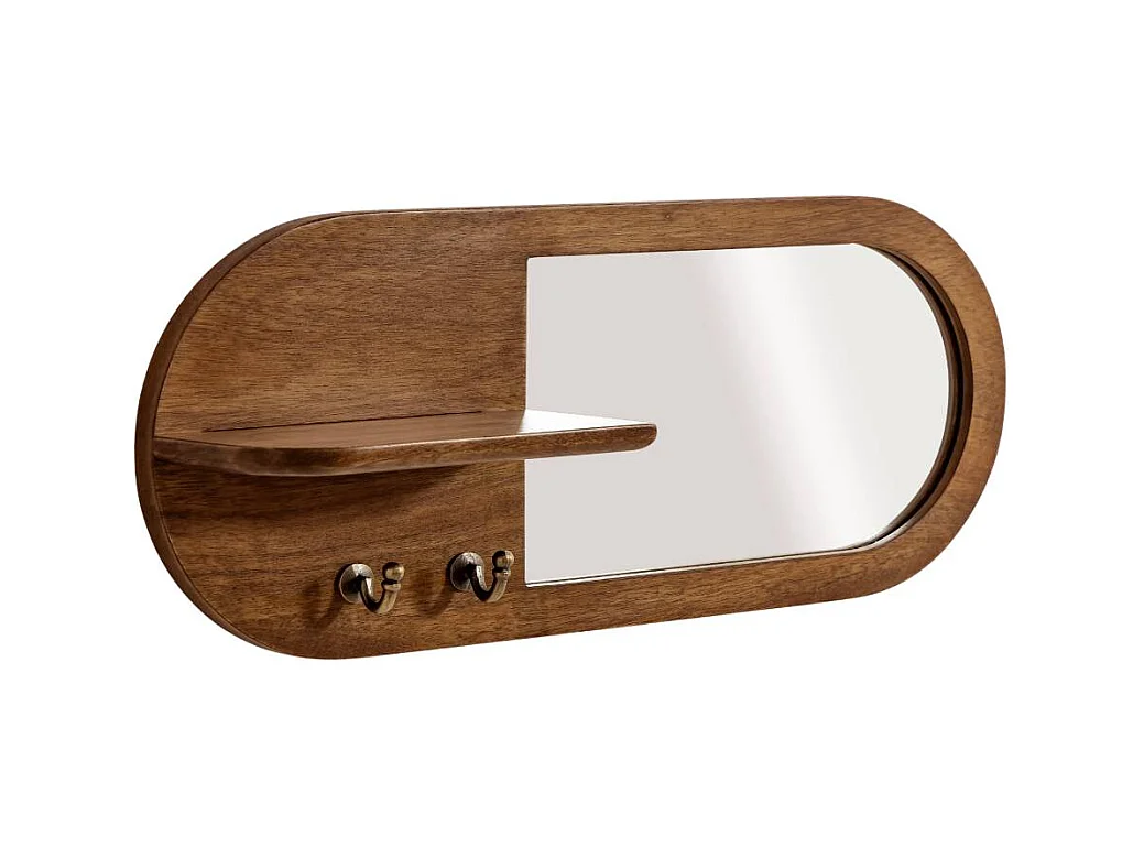 Miroir ovale en bois de manguier foncé Remick