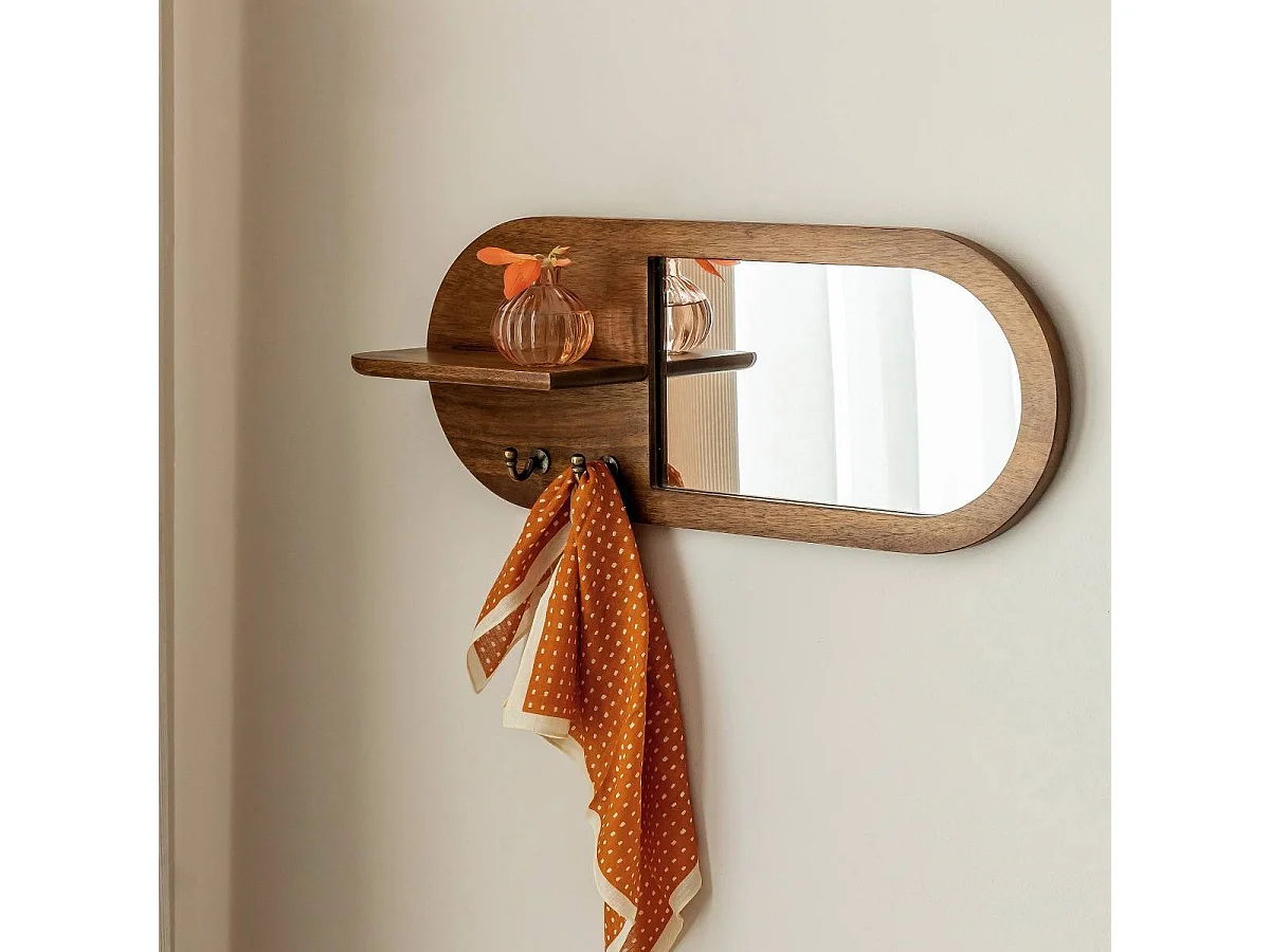 Espejo oval en madera de mango dark Remick