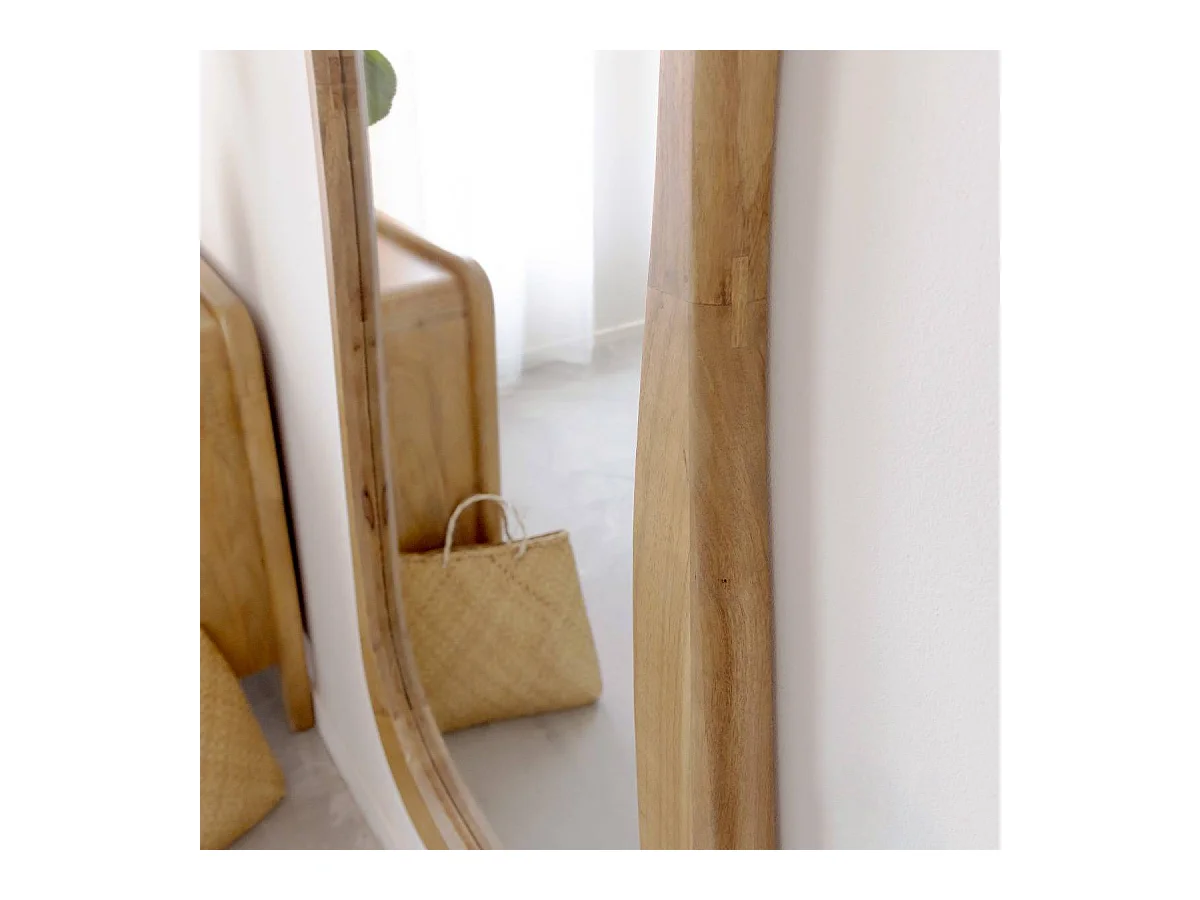 Grand miroir organique en bois de manguier Marley