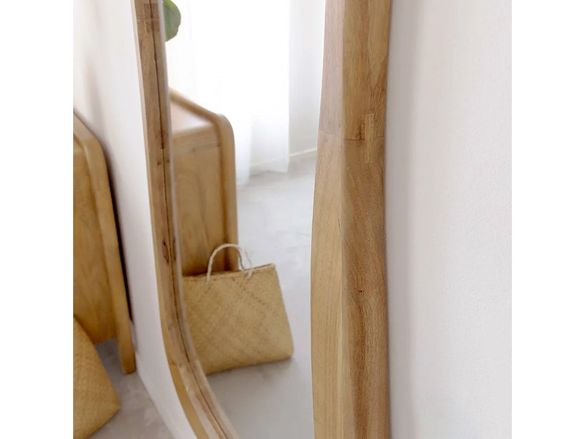 Grand miroir organique en bois de manguier Marley